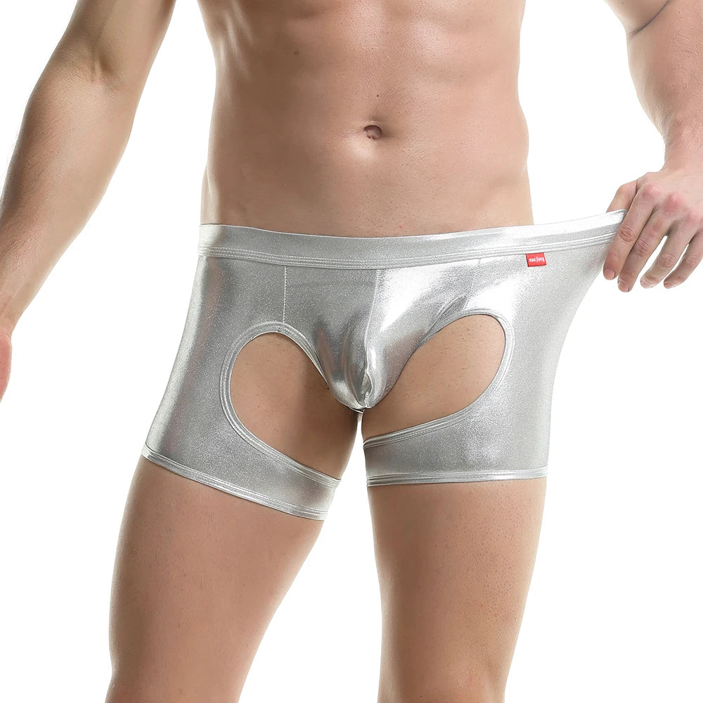 Exotic Faux Leather Hollow Out Boxer