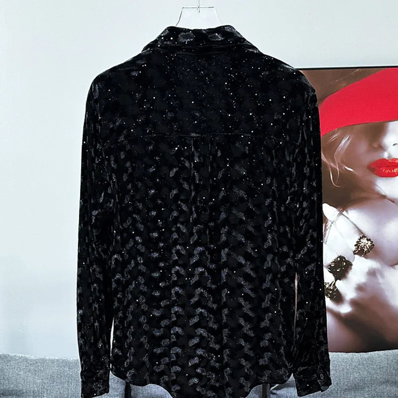 Fashion Velvet Design Versatile Shirt