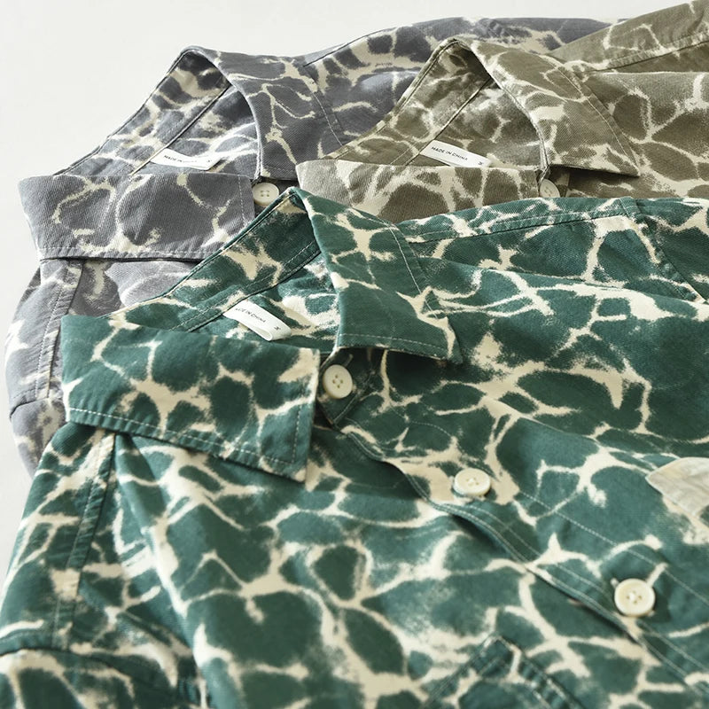 Printed Pattern Short Sleeve Cotton Shirt