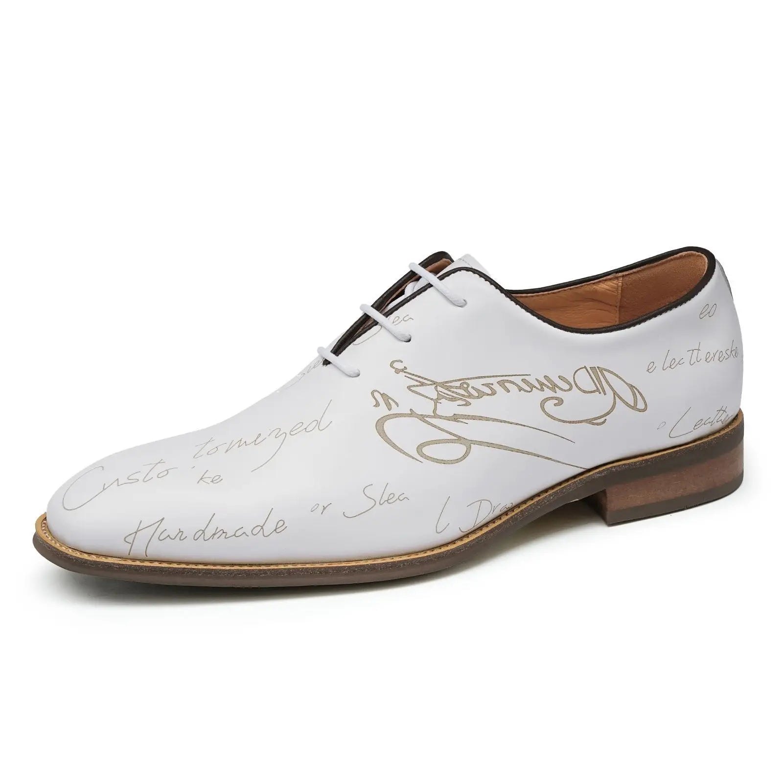 Italic Letter Pattern Leather Men's Shoes
