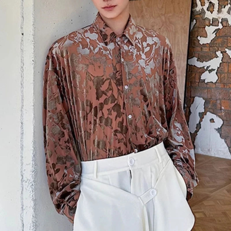 Floral Printed Turn-down Collar Shirt