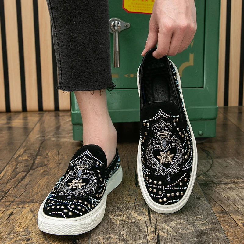 Spikes Flat Rivets Leather Loafers