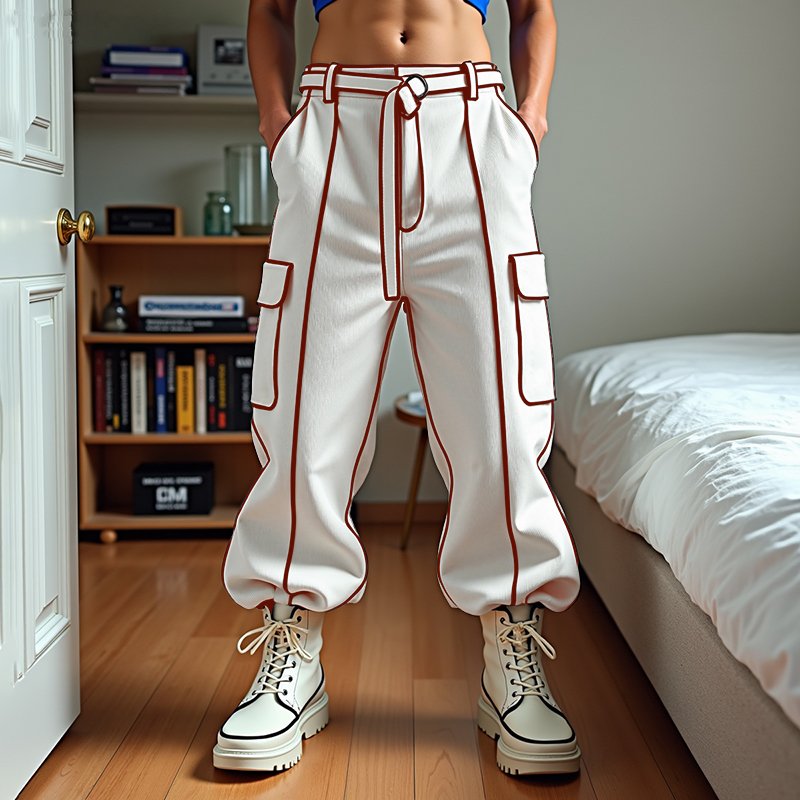 Line Solid with Belt Harem Pants