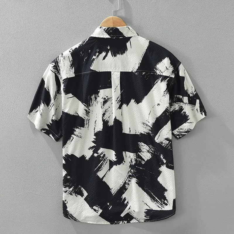 Casual Turn-down Collar Abstract Shirt