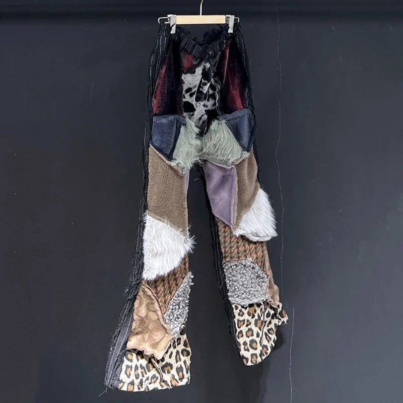 Patchwork Contrasting Gradient Wide Leg Pants