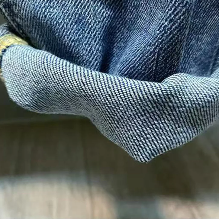 Washed Biker Denim Tapered Jeans