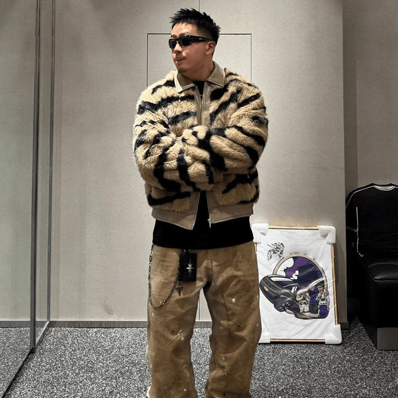Tiger Pattern Fur Thick Jacket