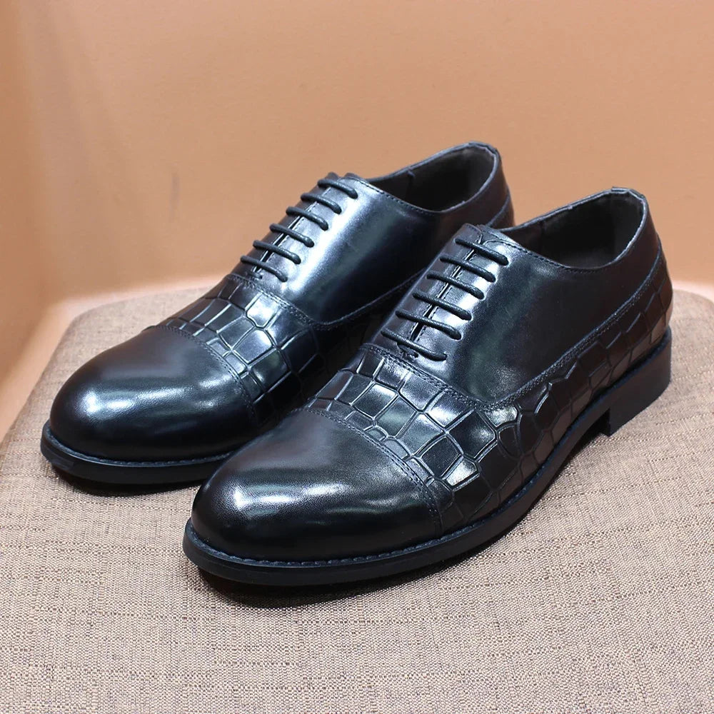 Elegant Pattern Leather Oxford Shoes