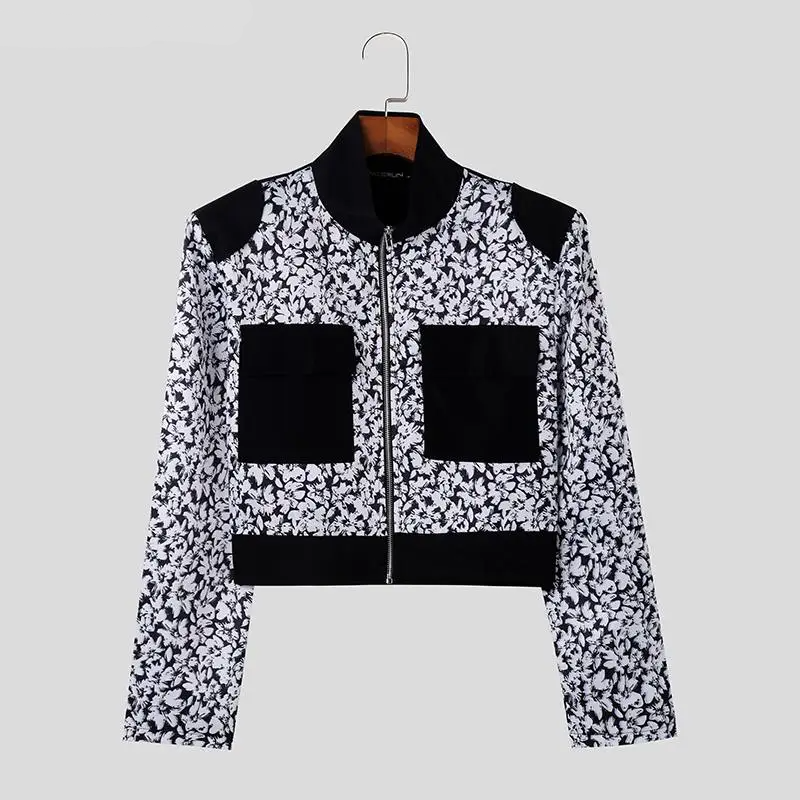 Black & White Floral Printed Patchwork Jacket