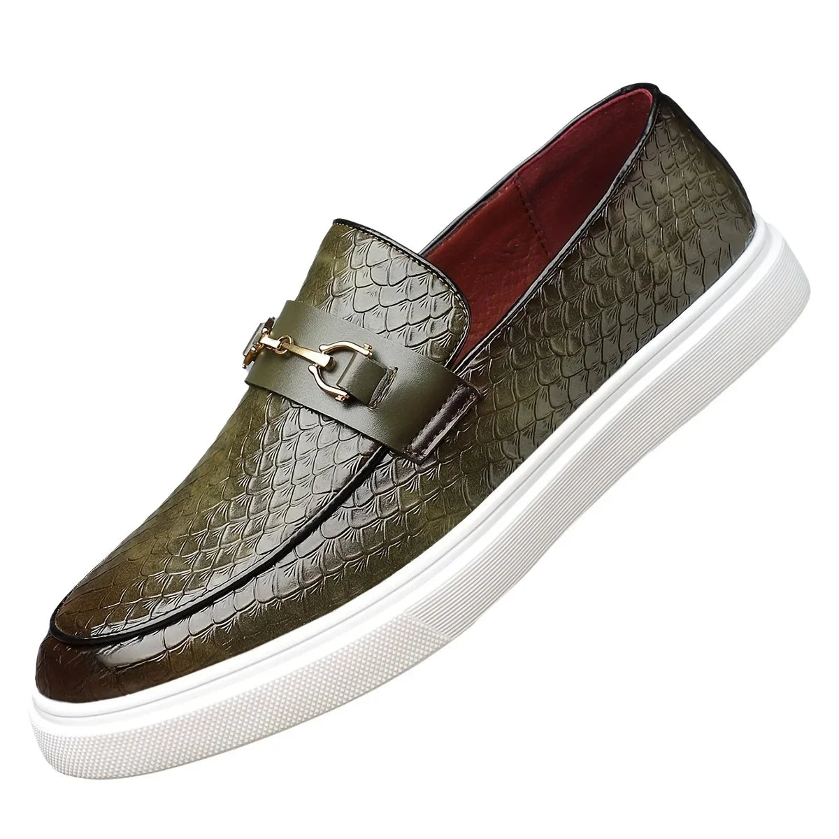 Snakeskin Metal Appliques Retro Loafers