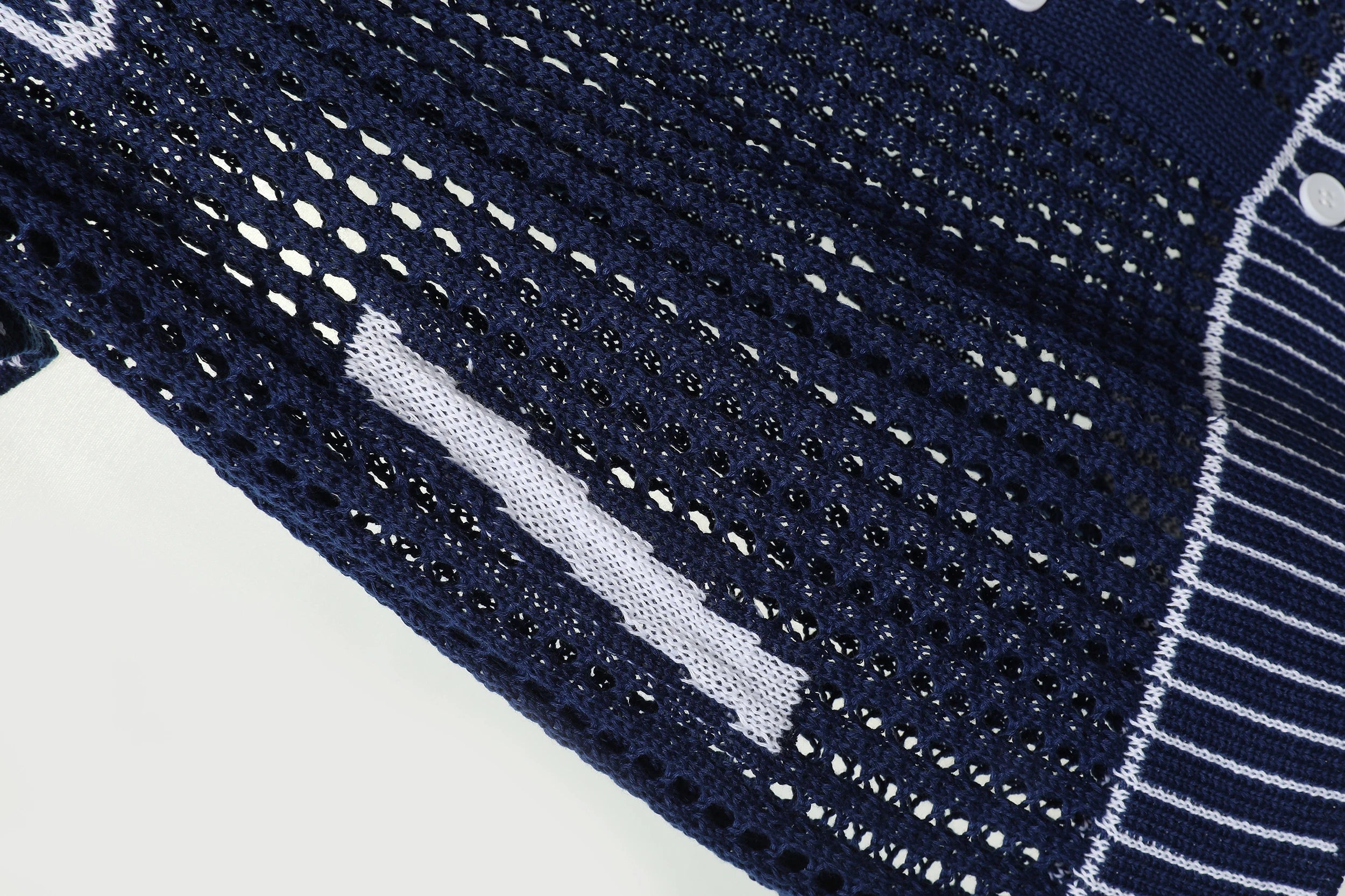 Hollow Out Knit Short-Sleeved Shirt