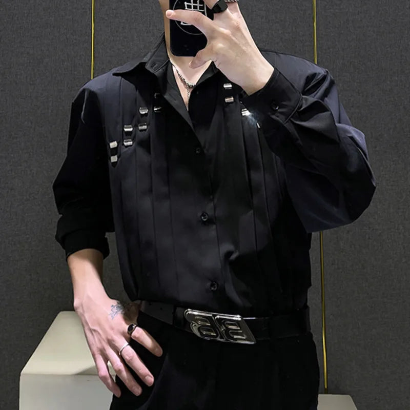Pleated Design with Metal Buckle Shirt