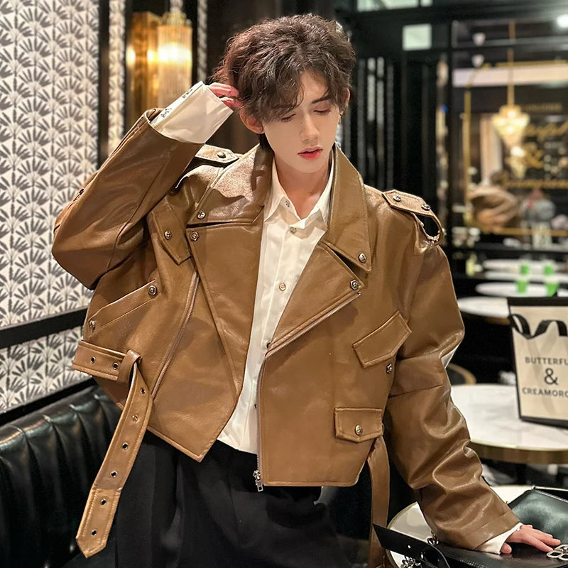 Short Loose Multi-Pockets Belt Jacket