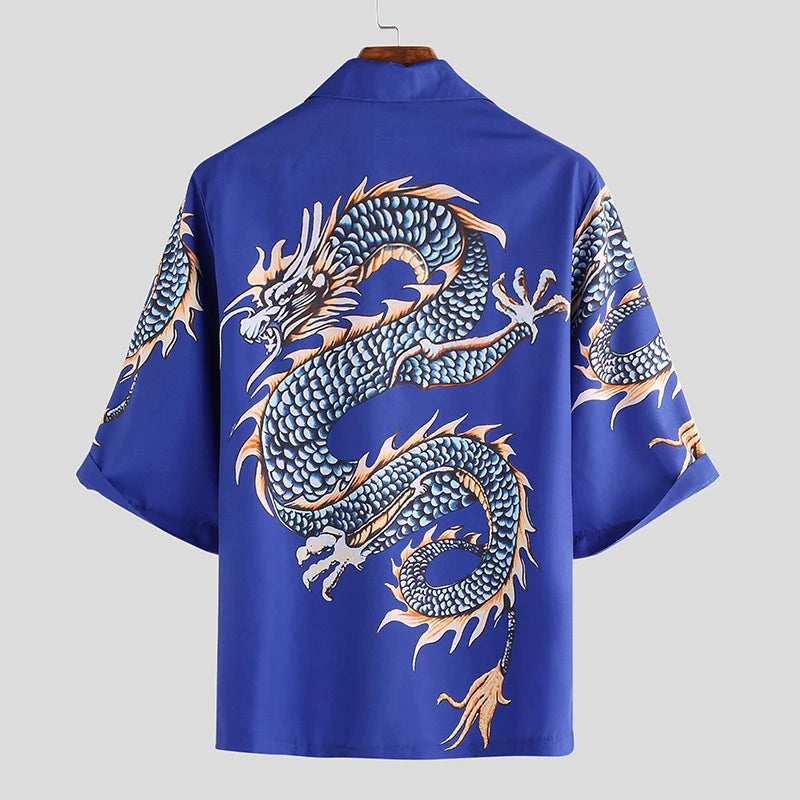 Loose Fit Chinese Dragon Printed Shirt