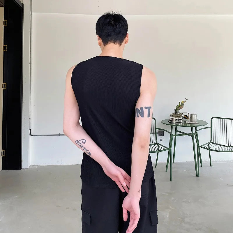 Double Zipper Black Tank Top