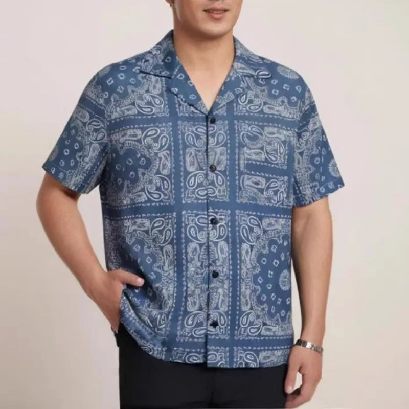 Blue Color Geometric Paisley Shirt