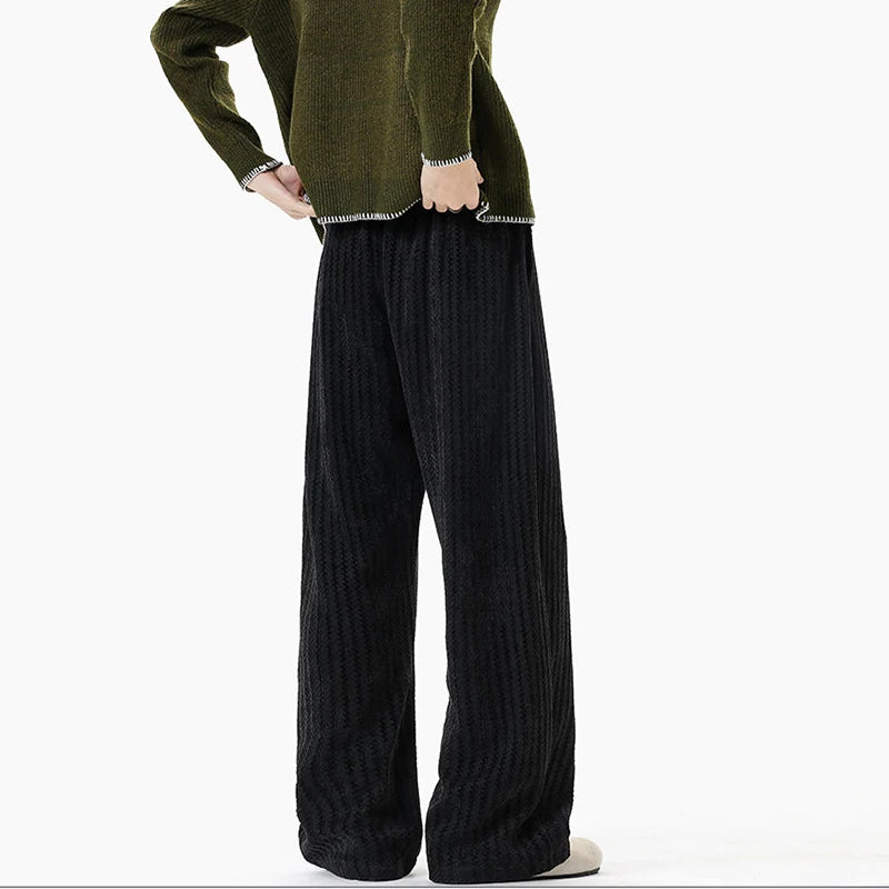 Striped Loose Drawstring Elastic Waist Pants
