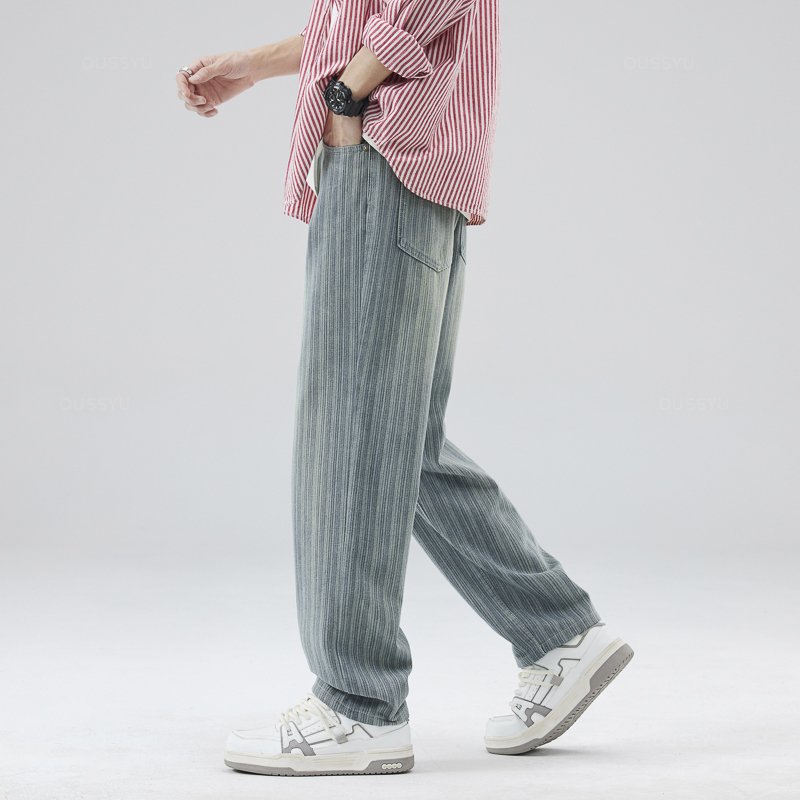 Retro Stripes Straight Denim Jeans