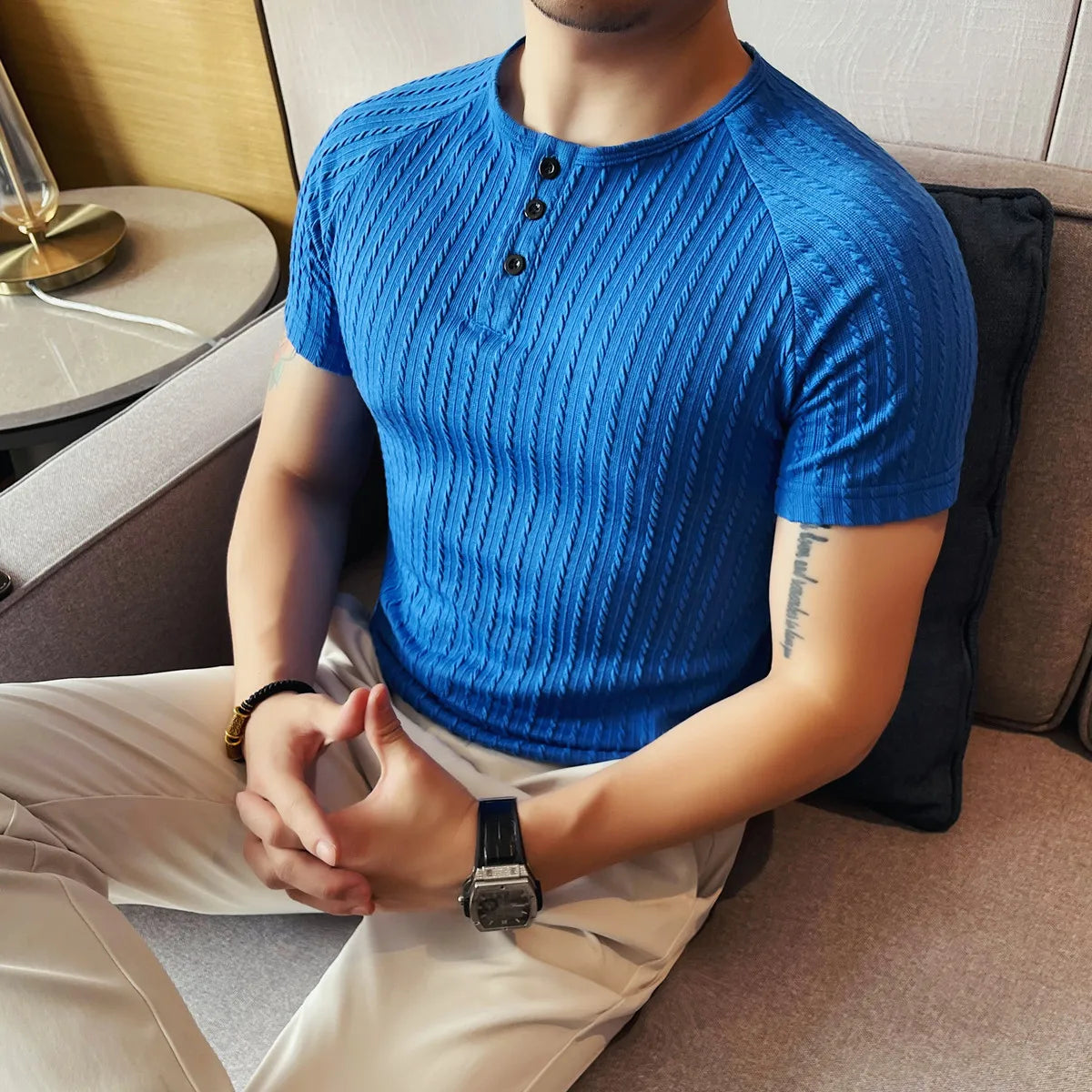 Summer Knitted Button Casual T-Shirt