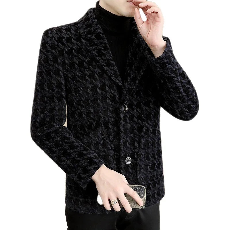 Classic Winter Plaid Woolen Blazer