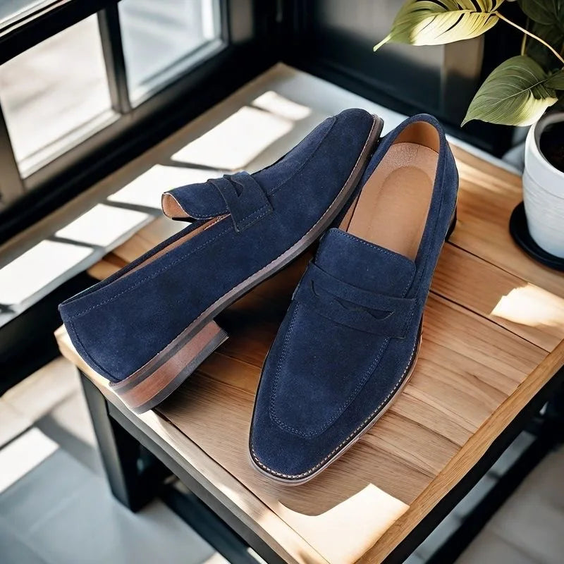 Retro Solid Suede Slip-On Loafers