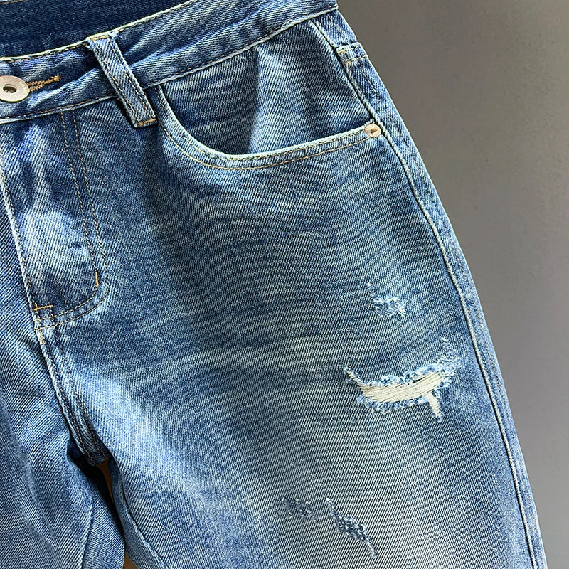 Ripped Vintage Blue Streetwear Jeans