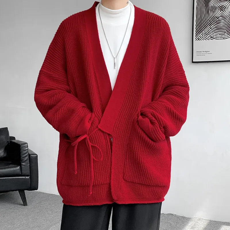 Wool Knitted V-neck Men's Cardigan