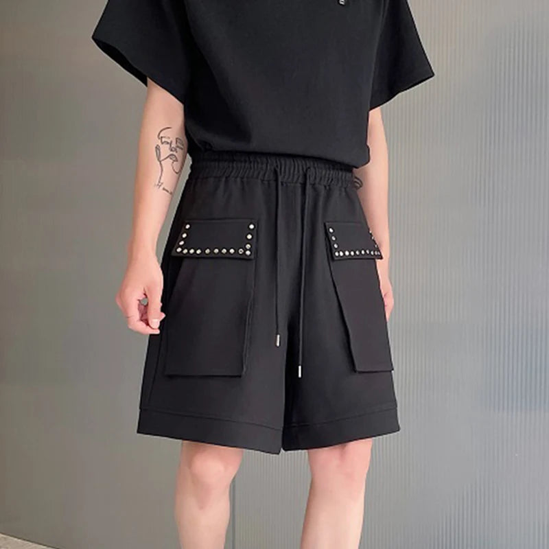 Elastic Waist Wide Leg Casual Shorts