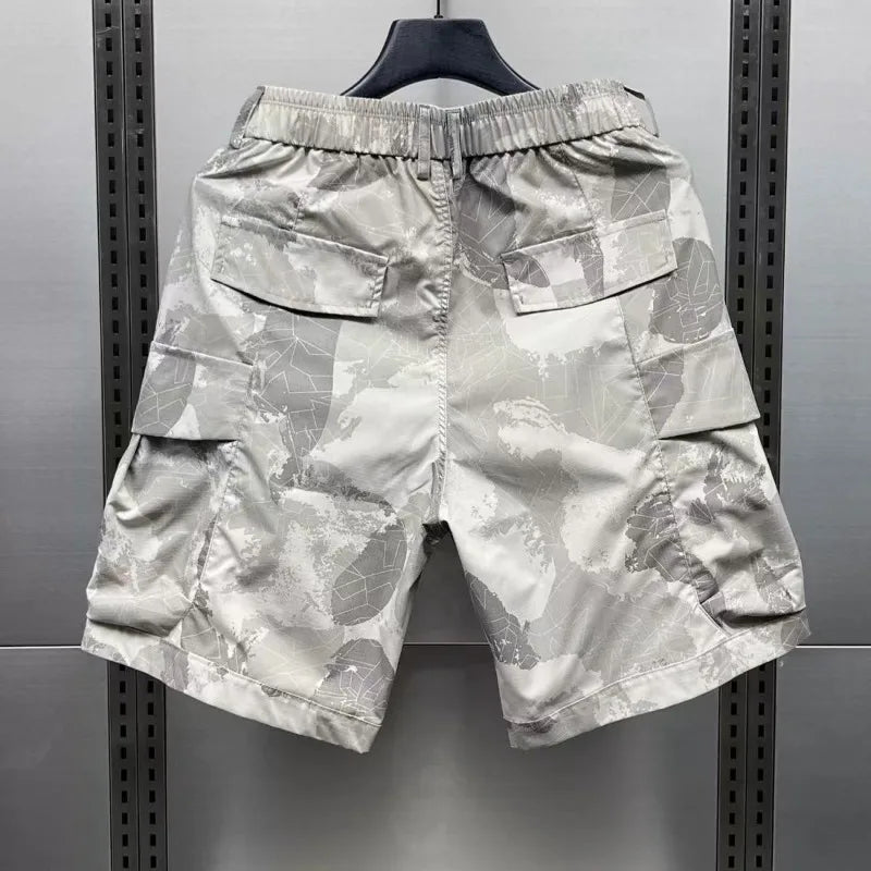 Printed Big Pocket Drawstring Shorts