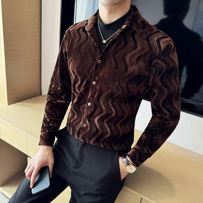 Dual-Layer Velvet Elegance Shirt