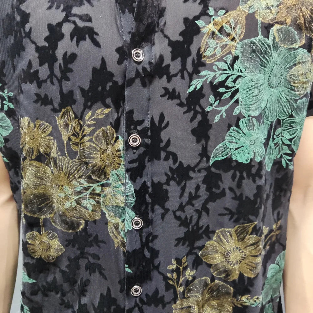 Embroidery Transparent Mesh Shirt