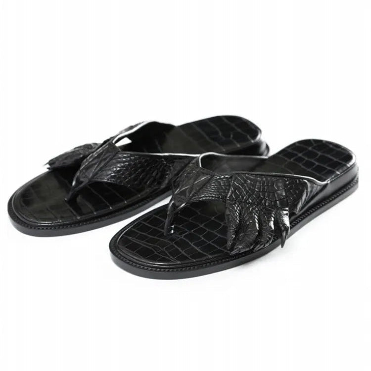 Unique Crocodile Skin Flat Sandals