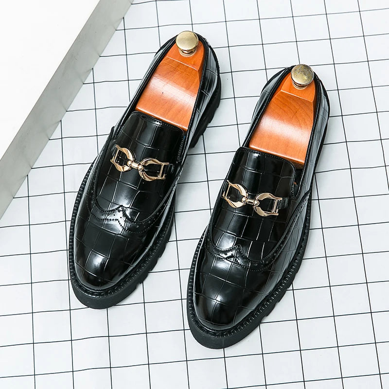 Metal Appliques Crocs Leather Brogue Shoes