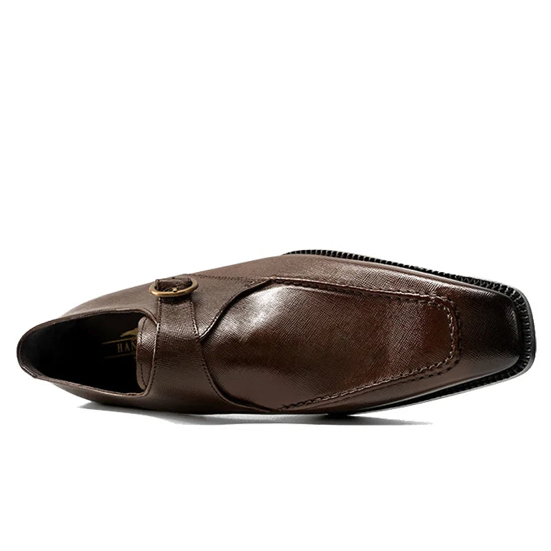 Luxury Buckle Strap Square Toe Shoes