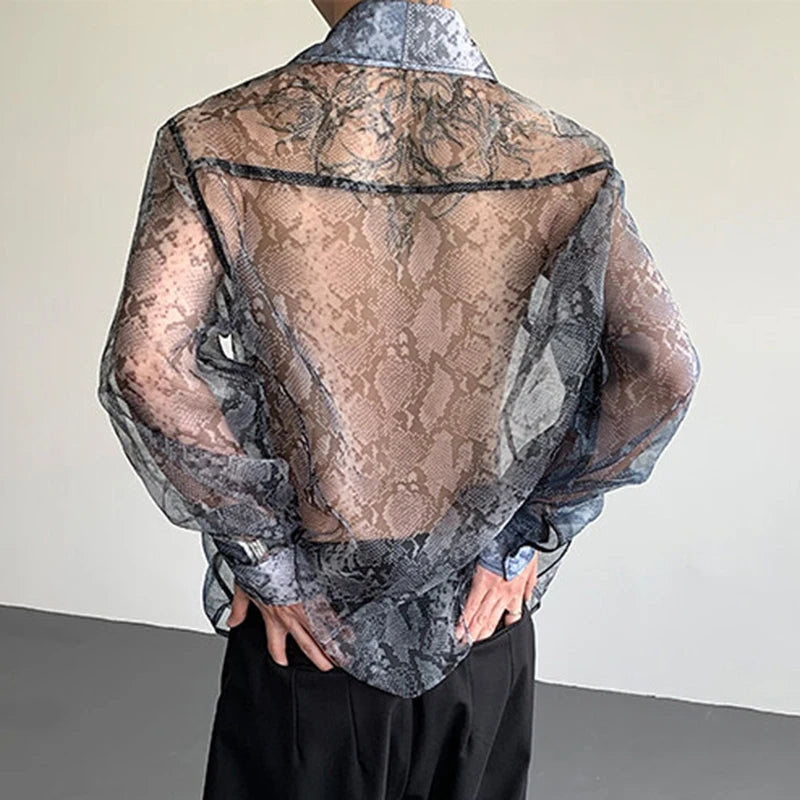 See-Through Snakeskin Single Breasted Shirt