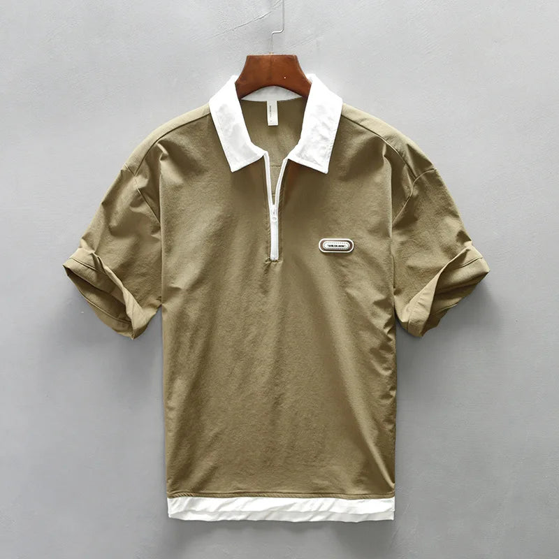 Casual Solid Turn-Down Collar Polo Shirt