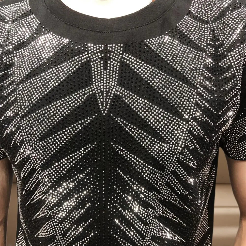 Broadcloth Fabric Rhinestone Design T-Shirt