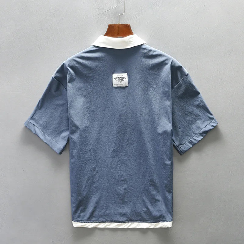 Casual Solid Turn-Down Collar Polo Shirt