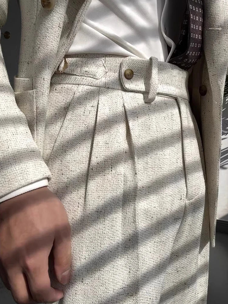 Classic Vintage Belt High Waist Trousers