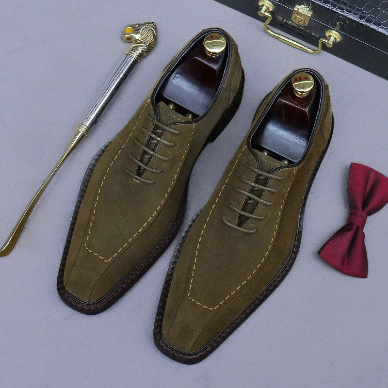 Men's Suede Square Toe Dress Shoes