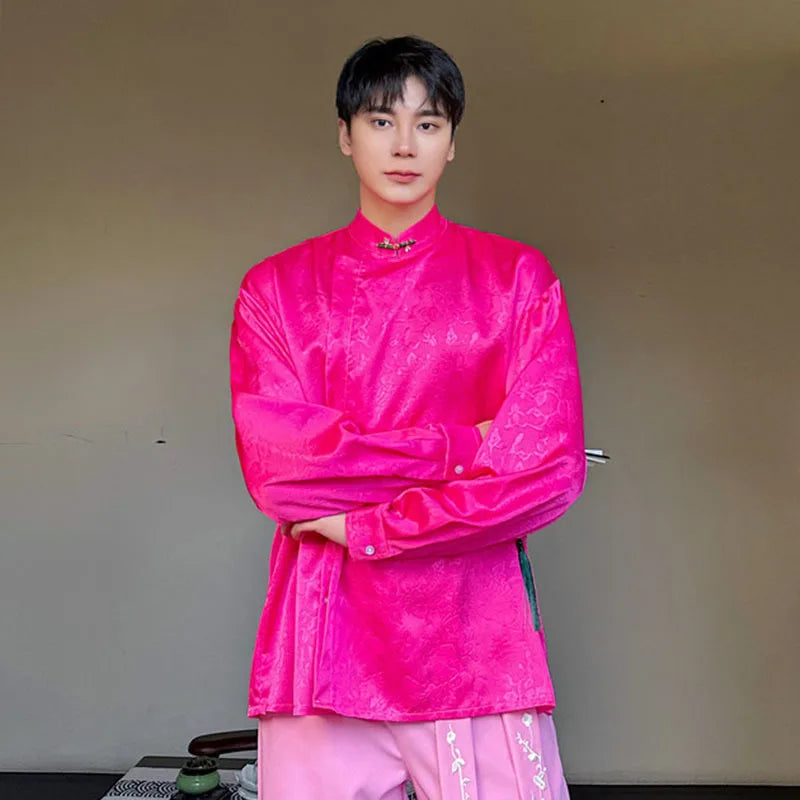 Pink Color Chinese Style Shirt