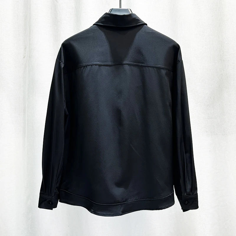 Stripe Reflective Patchwork Loose Shirt