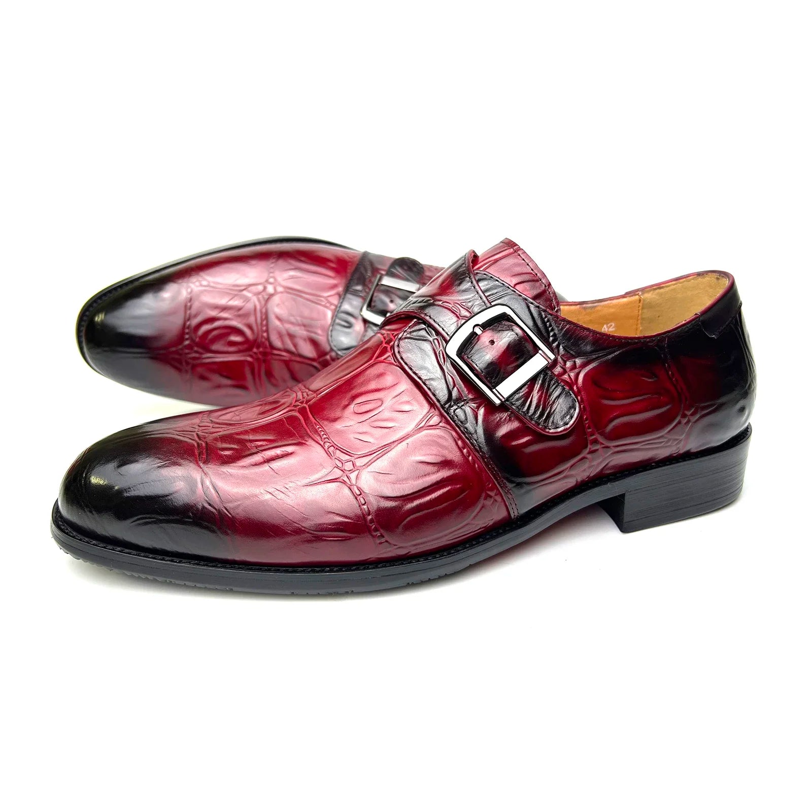 Premium Red Monk Strap Shoes