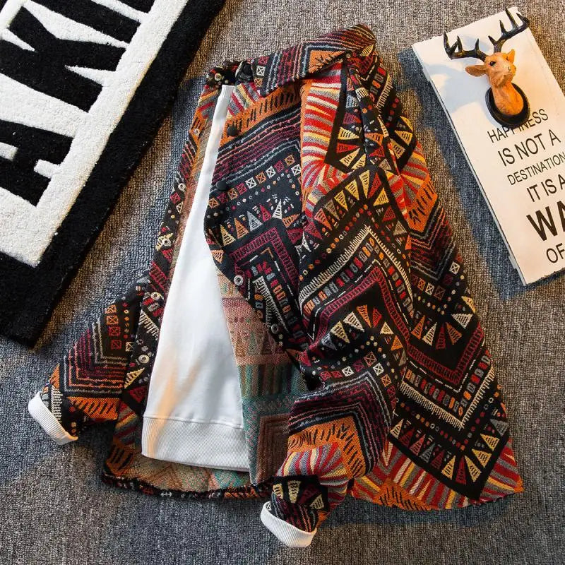 Ethnic Woven Pattern Button Closure Shirt