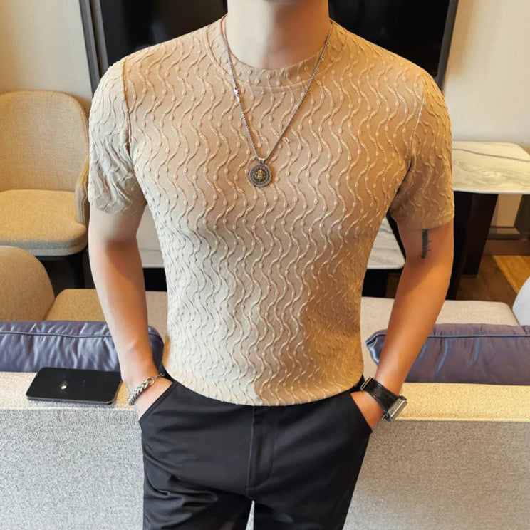 Slim-Fit Striped Ruffian Fashion T-Shirt