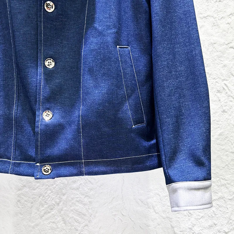 Solid Color Block Stitch Jacket