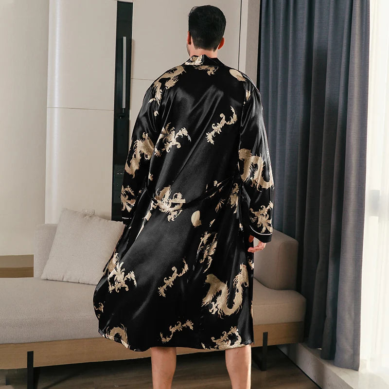 Dragon Pattern Satin Shiny Robe