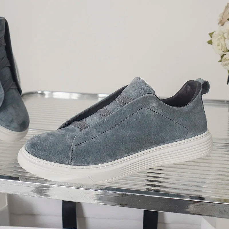 Cross-Tie Slip-On Suede Sneakers