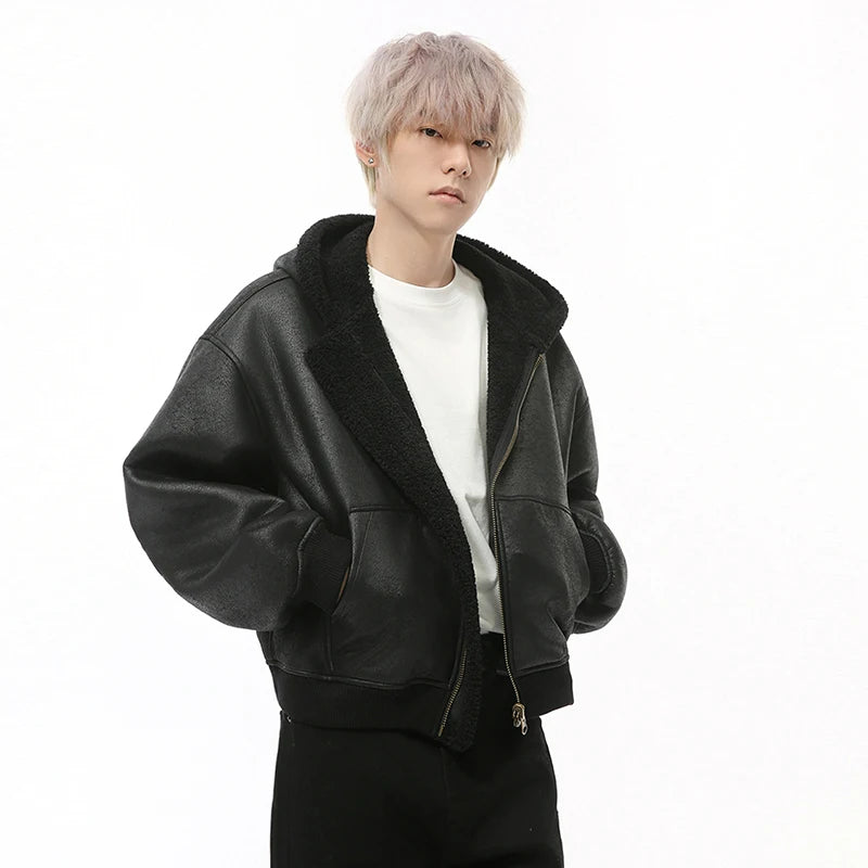 Fleece Inside Design Hooded Jacket