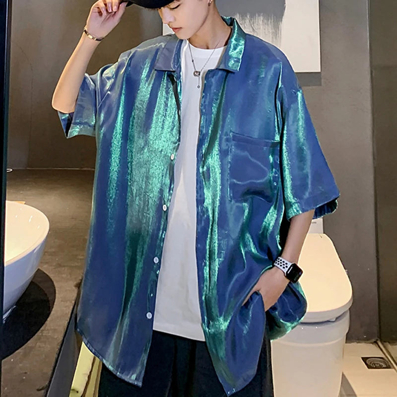 Reflective Design Solid Short Sleeved Shirt